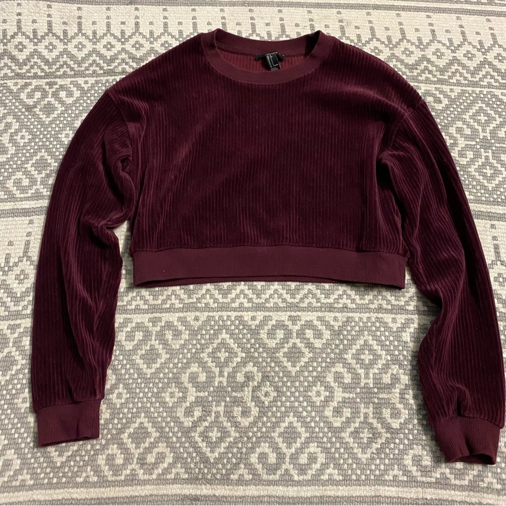 Maroon Corduroy Crop Top